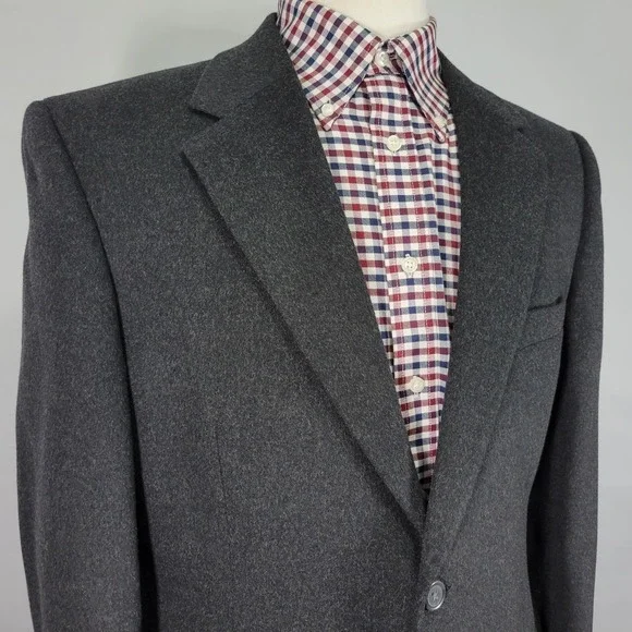 Club Room Men's Sport Coat Blazer Two Button Flannel Silk Wool Cashmere 42S